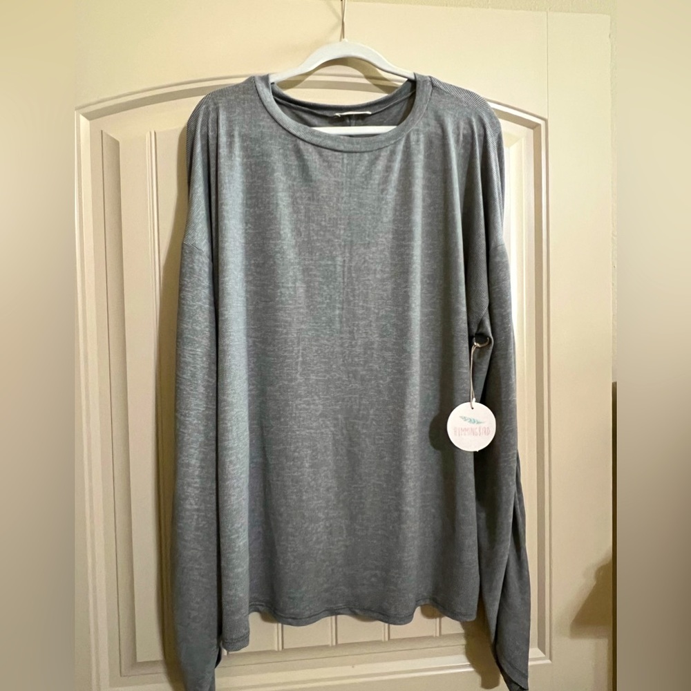 NWT Grayish/White Hummingbird long sleeves top.